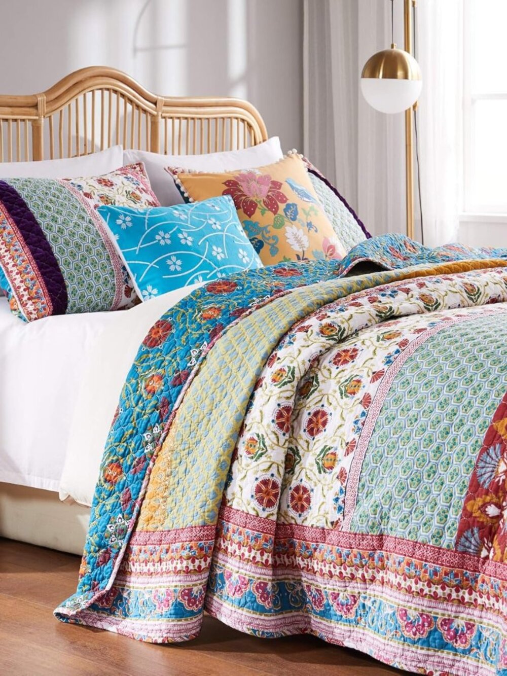 Greenland Home Thalia Quilted Bedding Set, 3-Piece Full/Queen, Tango, One Set